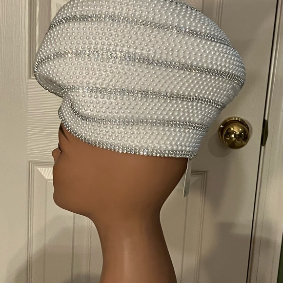 NEW CHARM NY White Pearl PILLBOX HAT CHURCH DERBY FORMAL RHINESTONES main image 6